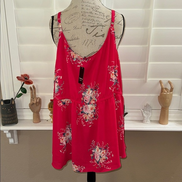 Torrid Babydoll Georgette Surplice Cami Pink Floral - Picture 4 of 10